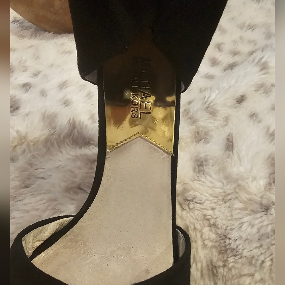 Michael Kors Black Suede Open-Toe Ankle-Cuff Stilettos - Picture 3 of 6